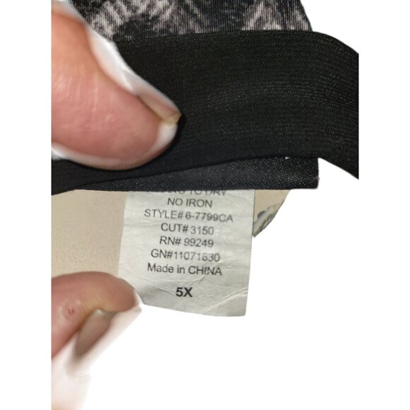 MAGGIE BARNES Plus Size 5X Black & Gray Animal Print Long Sleeve Tunic Top With‎ - Picture 6 of 7